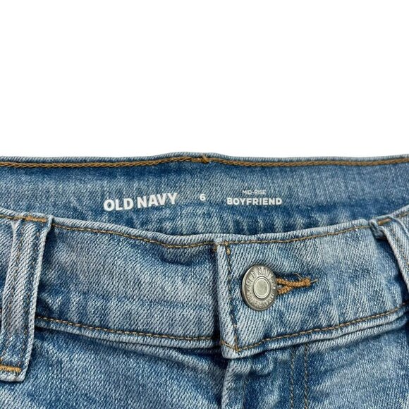 Old Navy Women's Distressed Mid-Rise Boyfriend Raw Hem Jeans Size‎ 6 - Picture 3 of 9
